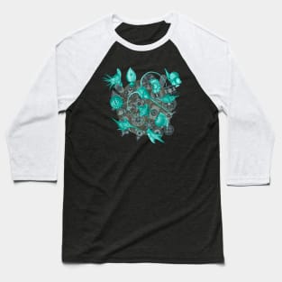 Ernst Haeckel Aqua Peridinea on Cerulean Diatoms Baseball T-Shirt
